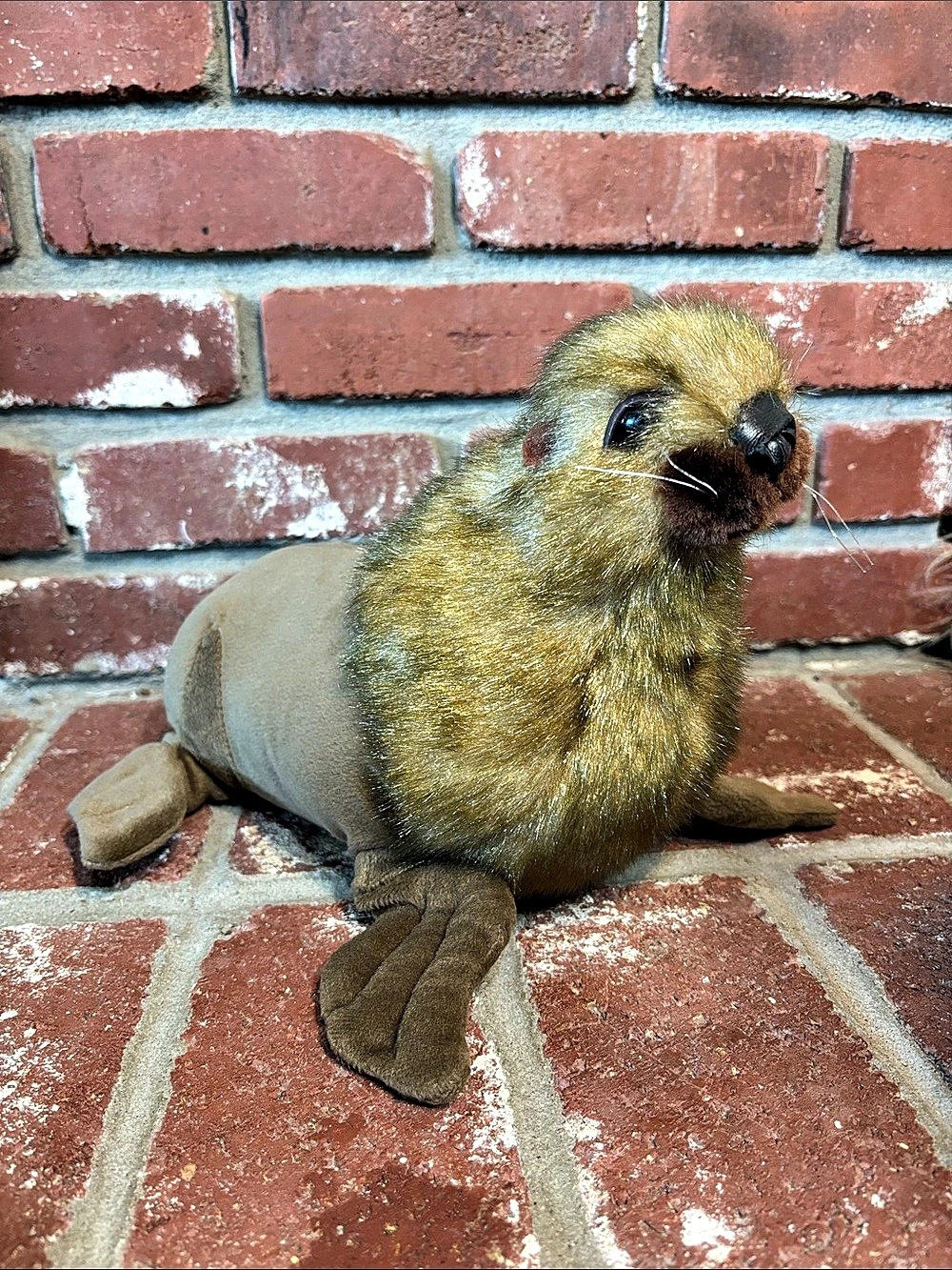Vintage Tony Toy Seal / Sea Lion Plush Brown & Gold Stuffed Animal